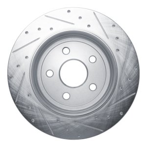 Dodge Durango Brake Rotor (1) - Rear Left - R1 Concepts - Drilled & Slotted - Silver - `11-`22